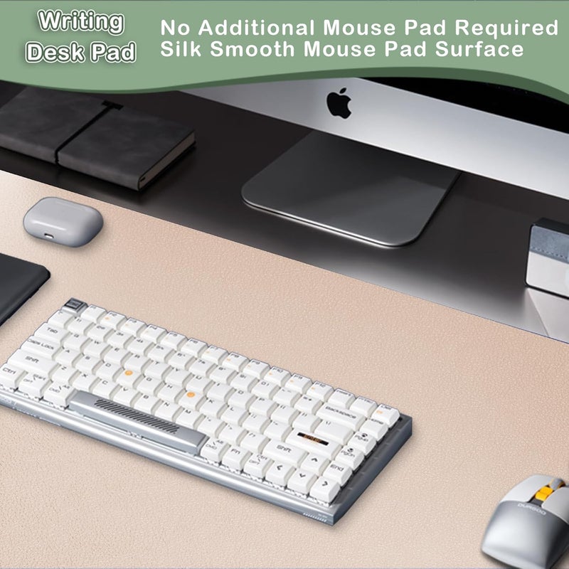 Boutilon Leather Desk Pad Protector,Non-Slip Mouse Pad,Laptop Desk Pad,Office Mouse Mat,Waterproof Leather Desk Blotter,Desk Writing Pad for Office and Home (M-Beige,30"x14") - Image 5